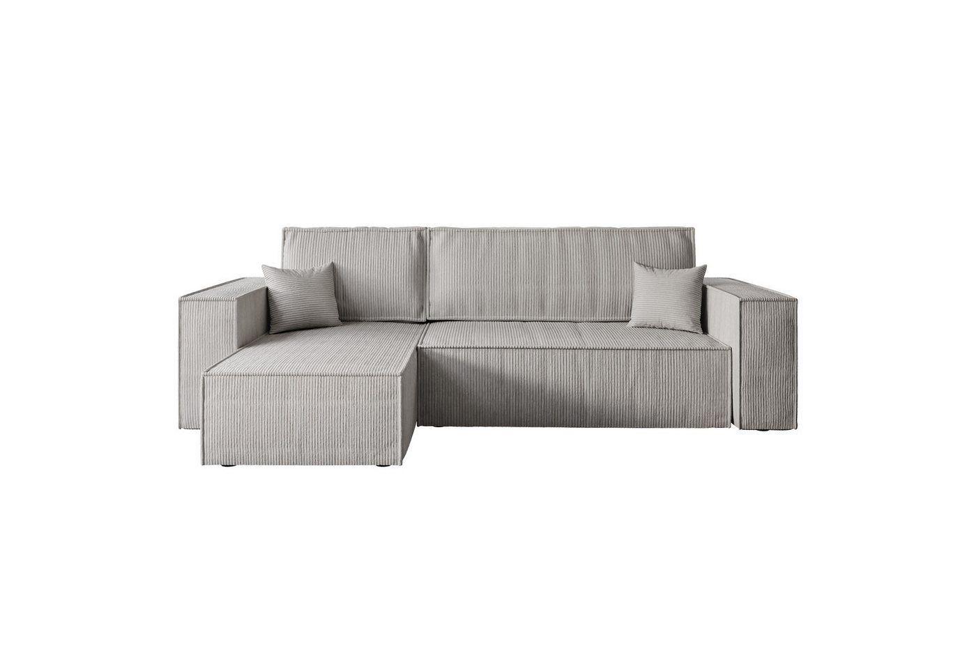 Lookway Ecksofa Gepolstertes CARLOS L-Form, Cord-Stoff, mit Schlaffunktion und Bettkasten, Seite universal, 244/277x83x142 cm – Bild 3 von 5
