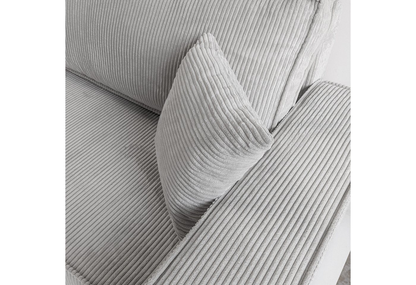 Lookway Ecksofa Gepolstertes CARLOS L-Form, Cord-Stoff, mit Schlaffunktion und Bettkasten, Seite universal, 244/277x83x142 cm – Bild 4 von 5