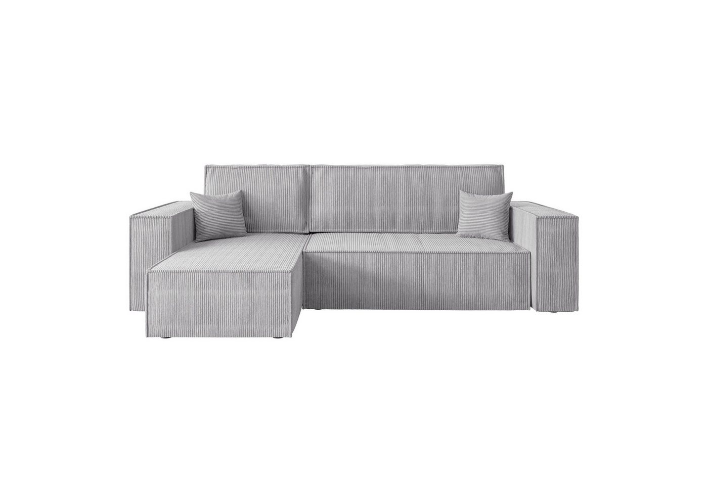 Lookway Ecksofa Gepolstertes CARLOS L-Form, Cord-Stoff, mit Schlaffunktion und Bettkasten, Seite universal, 244/277x83x142 cm – Bild 3 von 5