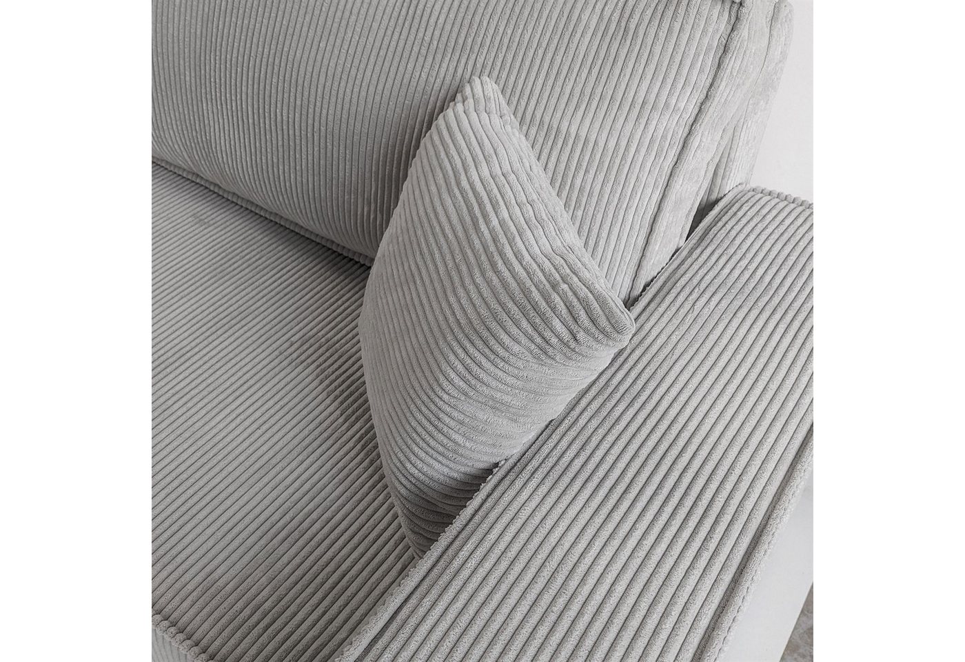 Lookway Ecksofa Gepolstertes CARLOS L-Form, Cord-Stoff, mit Schlaffunktion und Bettkasten, Seite universal, 244/277x83x142 cm – Bild 4 von 5