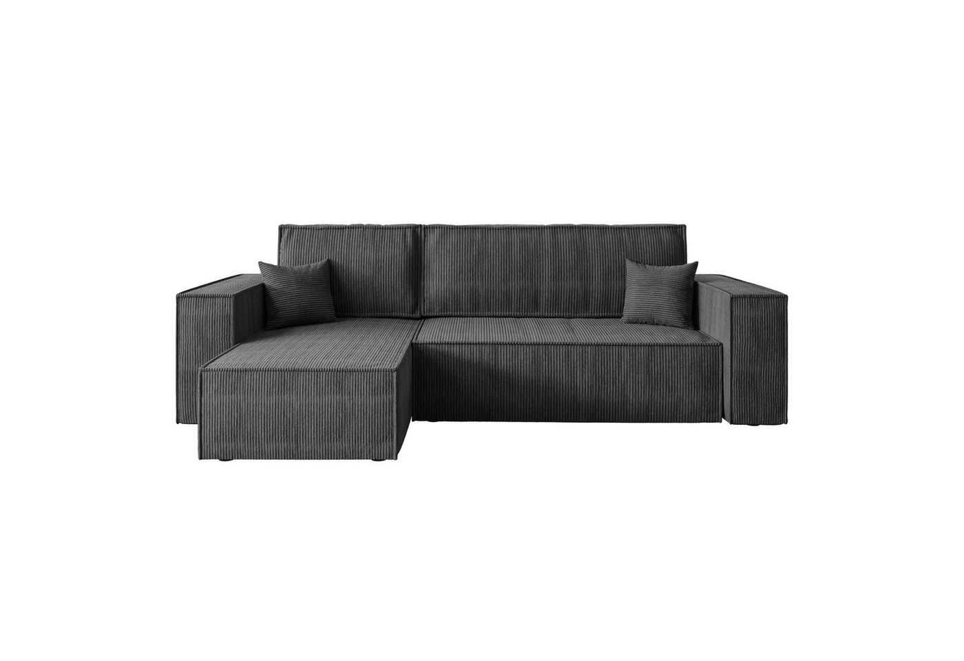 Lookway Ecksofa Gepolstertes CARLOS L-Form, Cord-Stoff, mit Schlaffunktion und Bettkasten, Seite universal, 244/277x83x142 cm – Bild 3 von 5