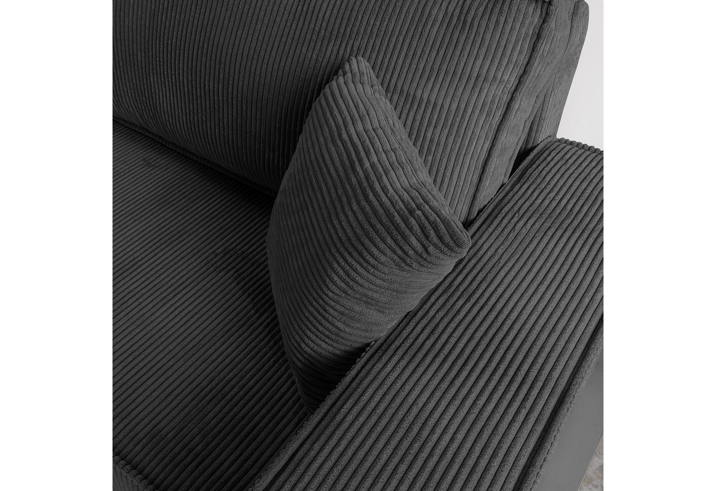 Lookway Ecksofa Gepolstertes CARLOS L-Form, Cord-Stoff, mit Schlaffunktion und Bettkasten, Seite universal, 244/277x83x142 cm – Bild 4 von 5