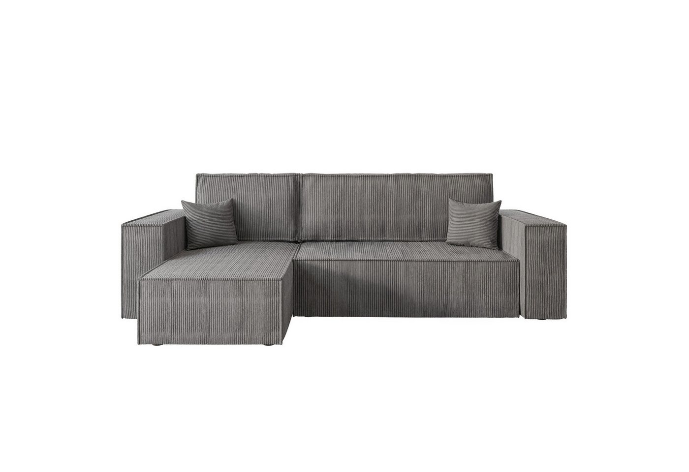 Lookway Ecksofa Gepolstertes CARLOS L-Form, Cord-Stoff, mit Schlaffunktion und Bettkasten, Seite universal, 244/277x83x142 cm – Bild 3 von 5