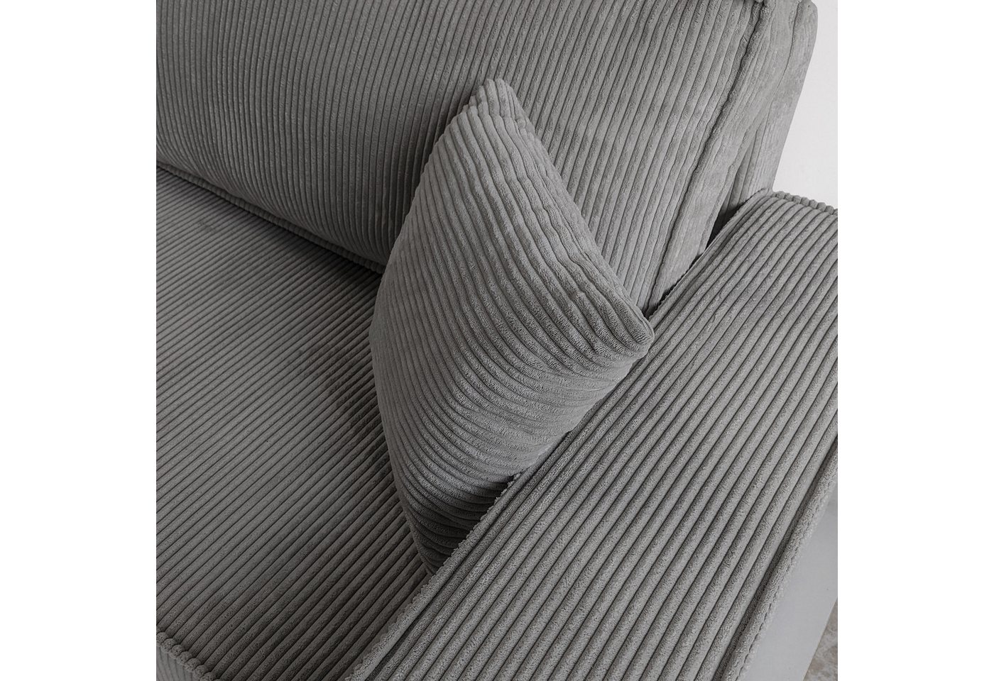 Lookway Ecksofa Gepolstertes CARLOS L-Form, Cord-Stoff, mit Schlaffunktion und Bettkasten, Seite universal, 244/277x83x142 cm – Bild 4 von 5