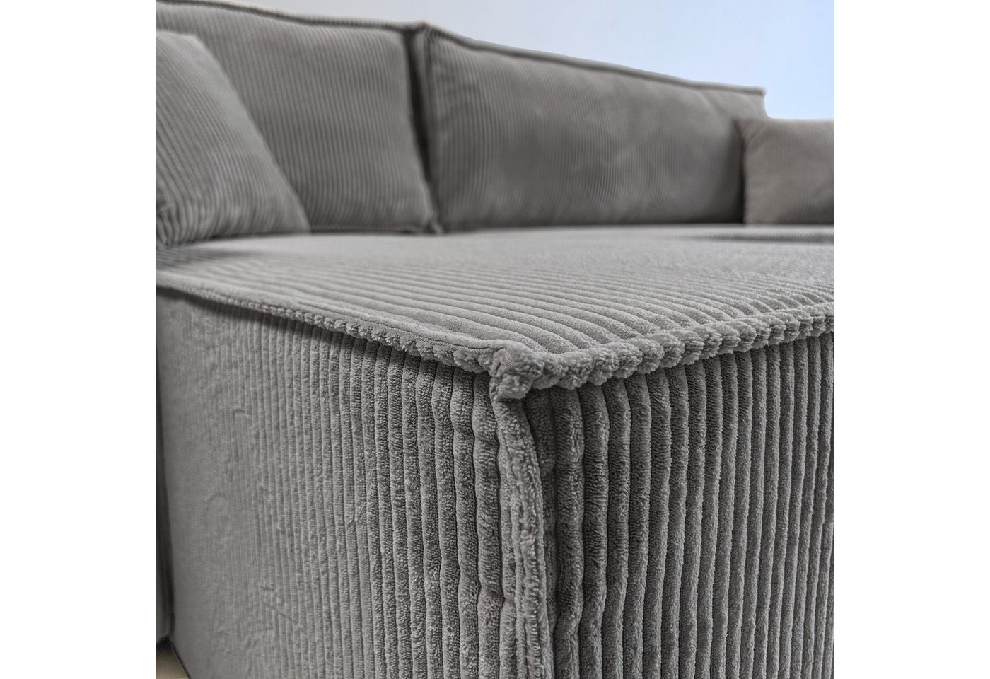 Lookway Ecksofa Gepolstertes CARLOS L-Form, Cord-Stoff, mit Schlaffunktion und Bettkasten, Seite universal, 244/277x83x142 cm – Bild 5 von 5