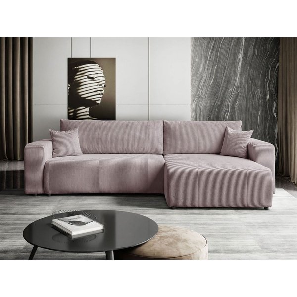 Lookway Ecksofa PRESTIGE L-Form Couch, Cord-Stoff, mit Bettfunktion und Bettkasten, Seite universal, 247/277x143x83 cm
