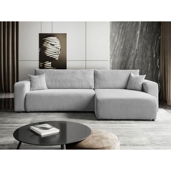 Lookway Ecksofa PRESTIGE L-Form Couch, Cord-Stoff, mit Bettfunktion und Bettkasten, Seite universal, 247/277x143x83 cm