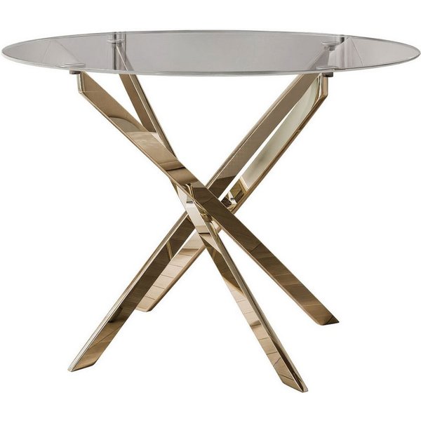 Lookway Esstisch BEIRA runde Platte, 90 cm aus Glas ohne Stühle (1 Tisch), Durchmesser: ø 90 cm