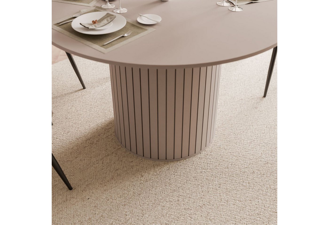 Lookway Esstisch ELODIE – Runder, nicht ausziehbarer Esstisch mit gefräster Basis (1x Tisch), Durchmesser: Ø120 cm, Höhe: 75 cm – Bild 3 von 5