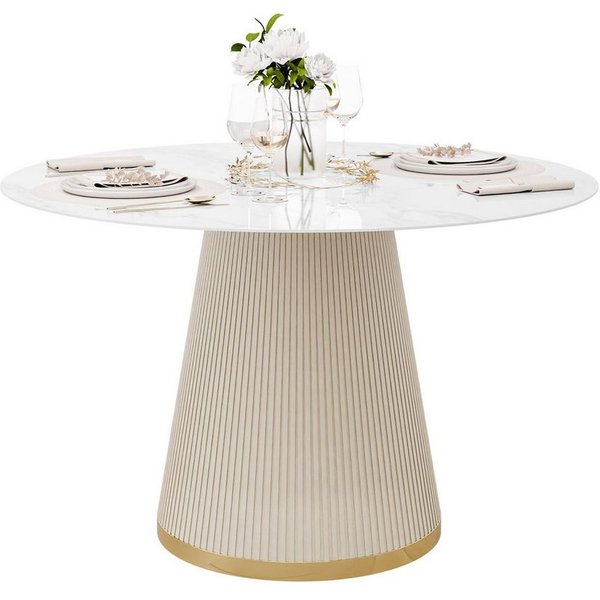 Lookway Esstisch ELVORIA mit Marmorplatte, nicht ausziehbarer Tisch (1x Tisch), Durchmesser: ⌀120 cm