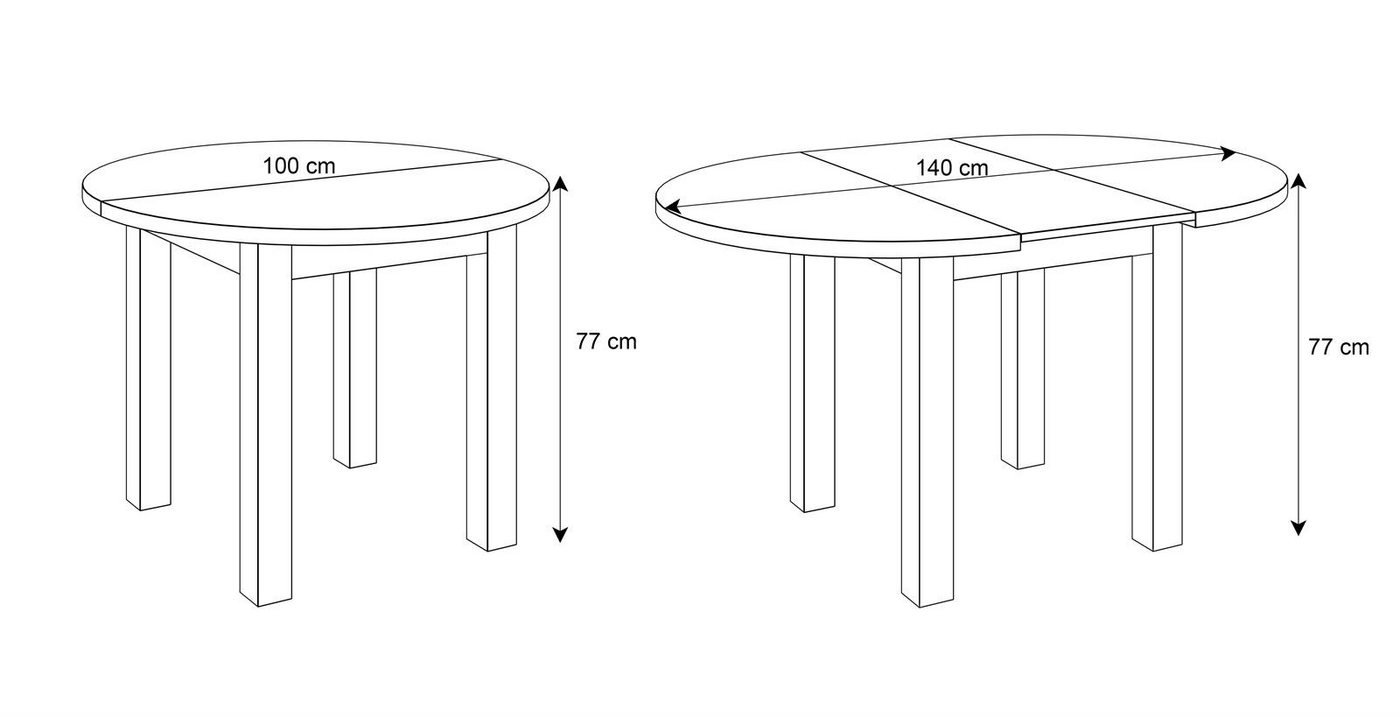 Lookway Esstisch rund OLEA KASCHMIR (1xEsstisch), Durchmesser: 100 cm, Höhe: 77 cm – Bild 5 von 5