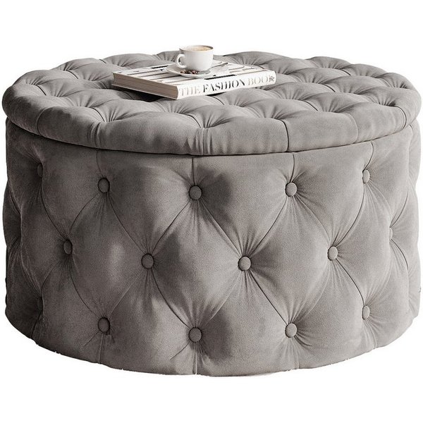 Lookway Hocker CHESTERFIELD runder gesteppter mit Staufach (1x Hocker), Durchmesser: ø70 cm