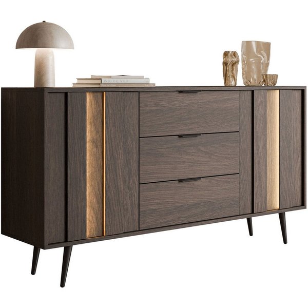 Lookway Kommode ALMA 2D3S Kommode mit LED-Beleuchtung, 153,5x40x83 cm