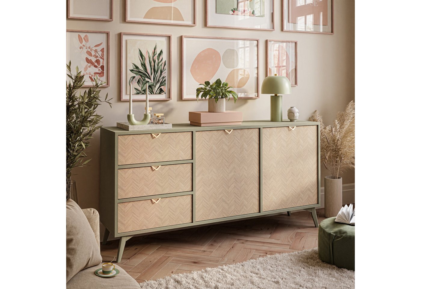 Lookway Kommode ALOE KSZ158 mit Schubladen, 158x38x80 cm – Bild 2 von 5