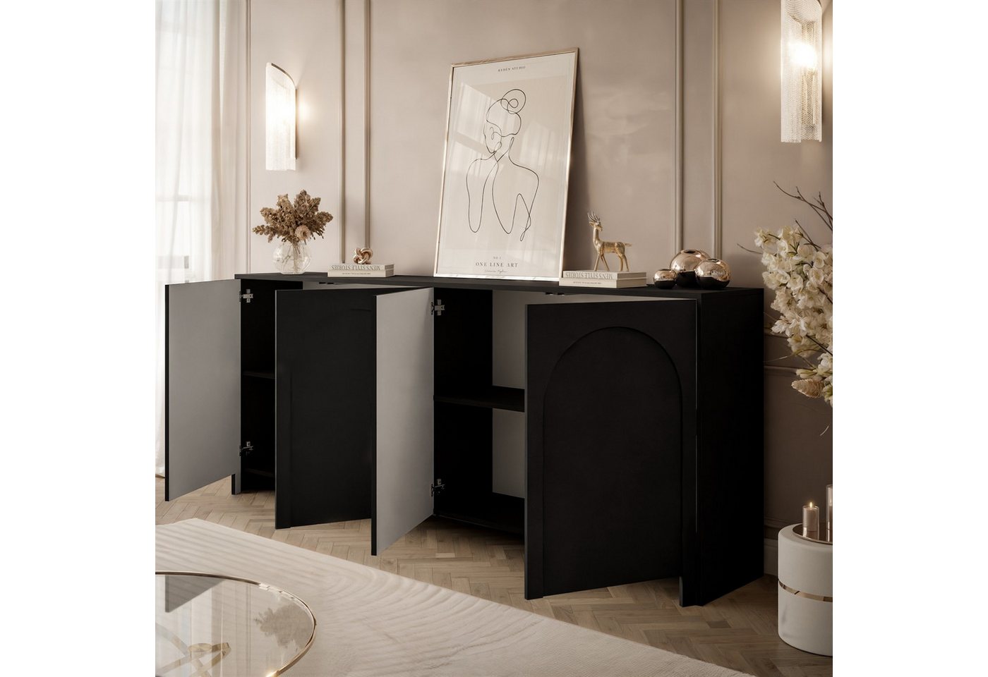 Lookway Kommode ARIADNA mit vier Türen (1x Kommode), 204x83x35 cm – Bild 3 von 5