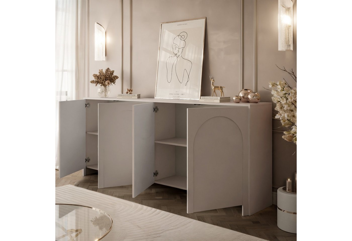 Lookway Kommode ARIADNA mit vier Türen (1x Kommode), 204x83x35 cm – Bild 3 von 5