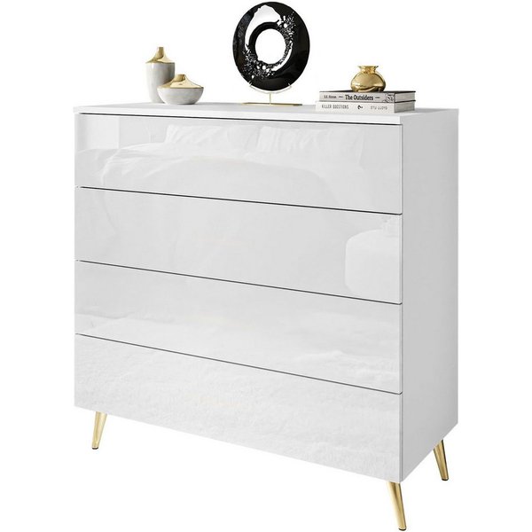 Lookway Kommode AURA 4S mit Schubladen und Griffloses Öffnungssystem, 95x40x90 cm