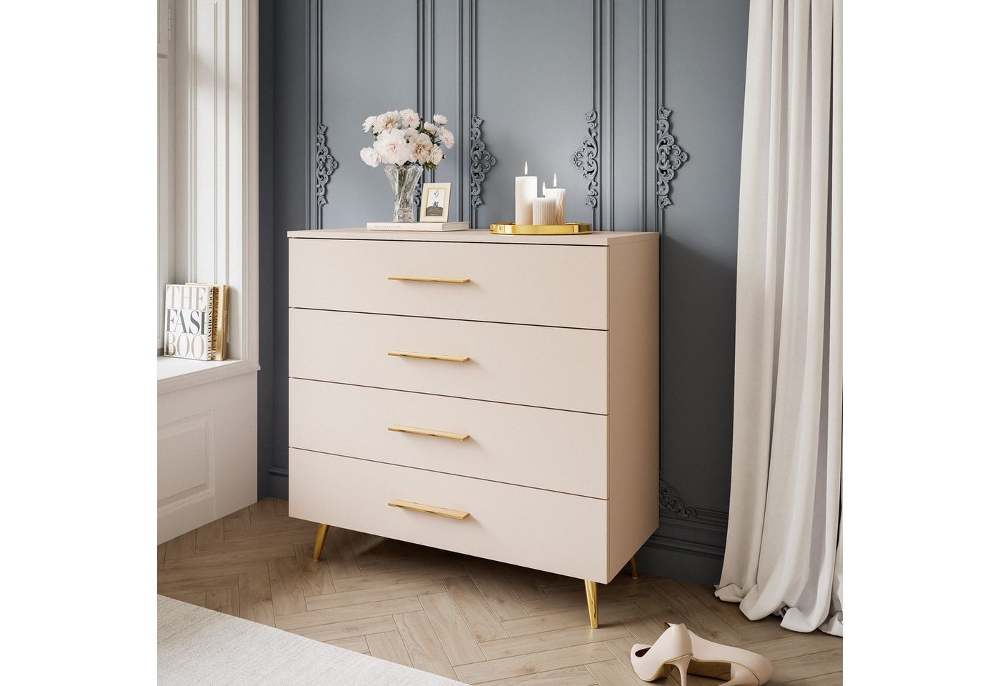 Lookway Kommode AURA KASCHMIR 4S mit Schubladen, 95x40x90 cm – Bild 2 von 5