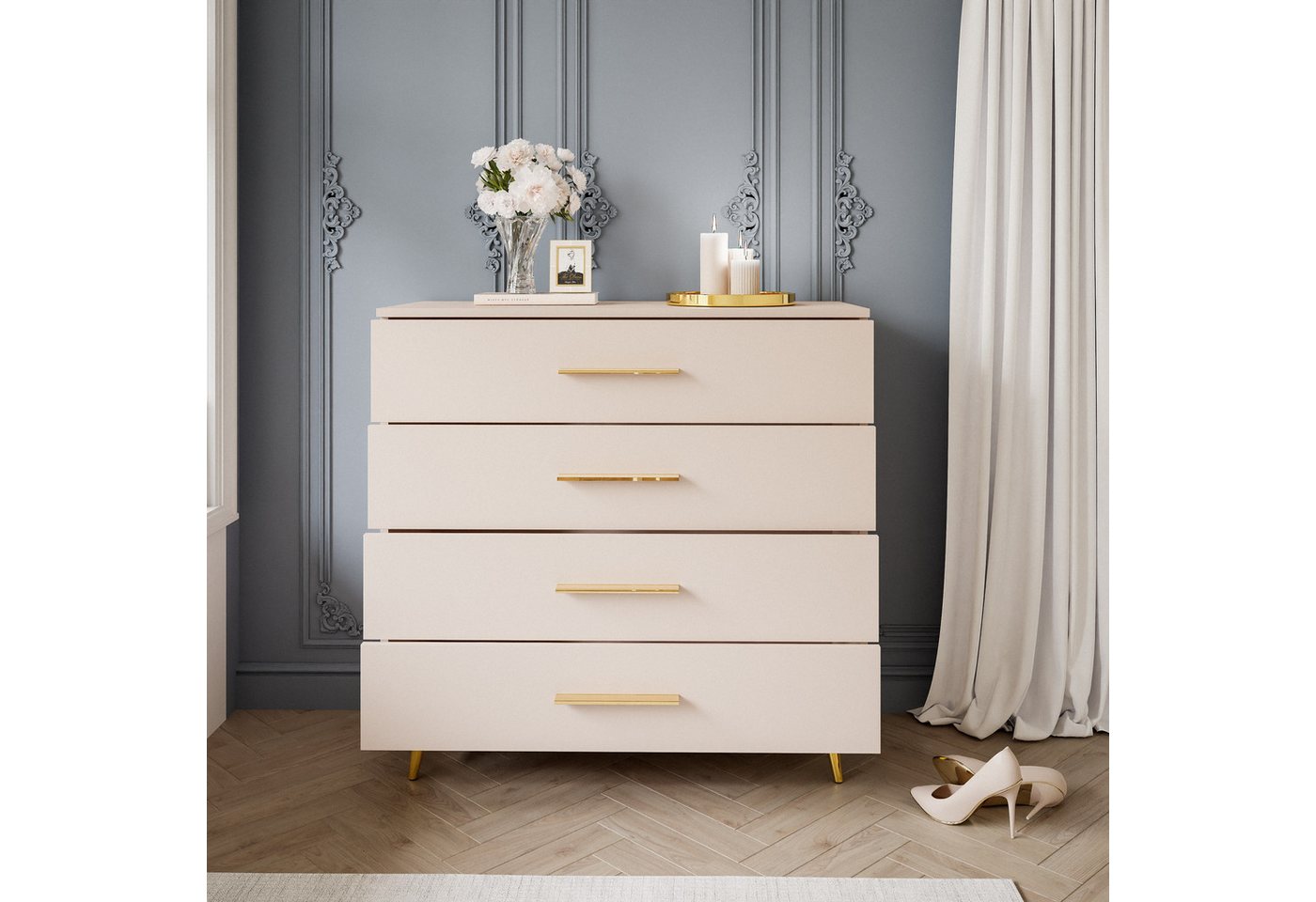 Lookway Kommode AURA KASCHMIR 4S mit Schubladen, 95x40x90 cm – Bild 4 von 5