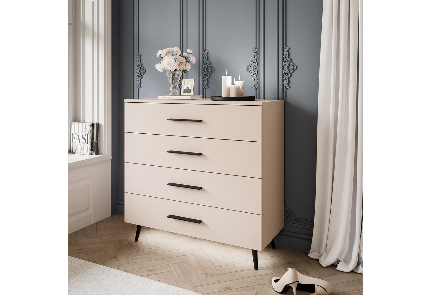 Lookway Kommode AURA KASCHMIR 4S mit Schubladen, 95x40x90 cm – Bild 3 von 5