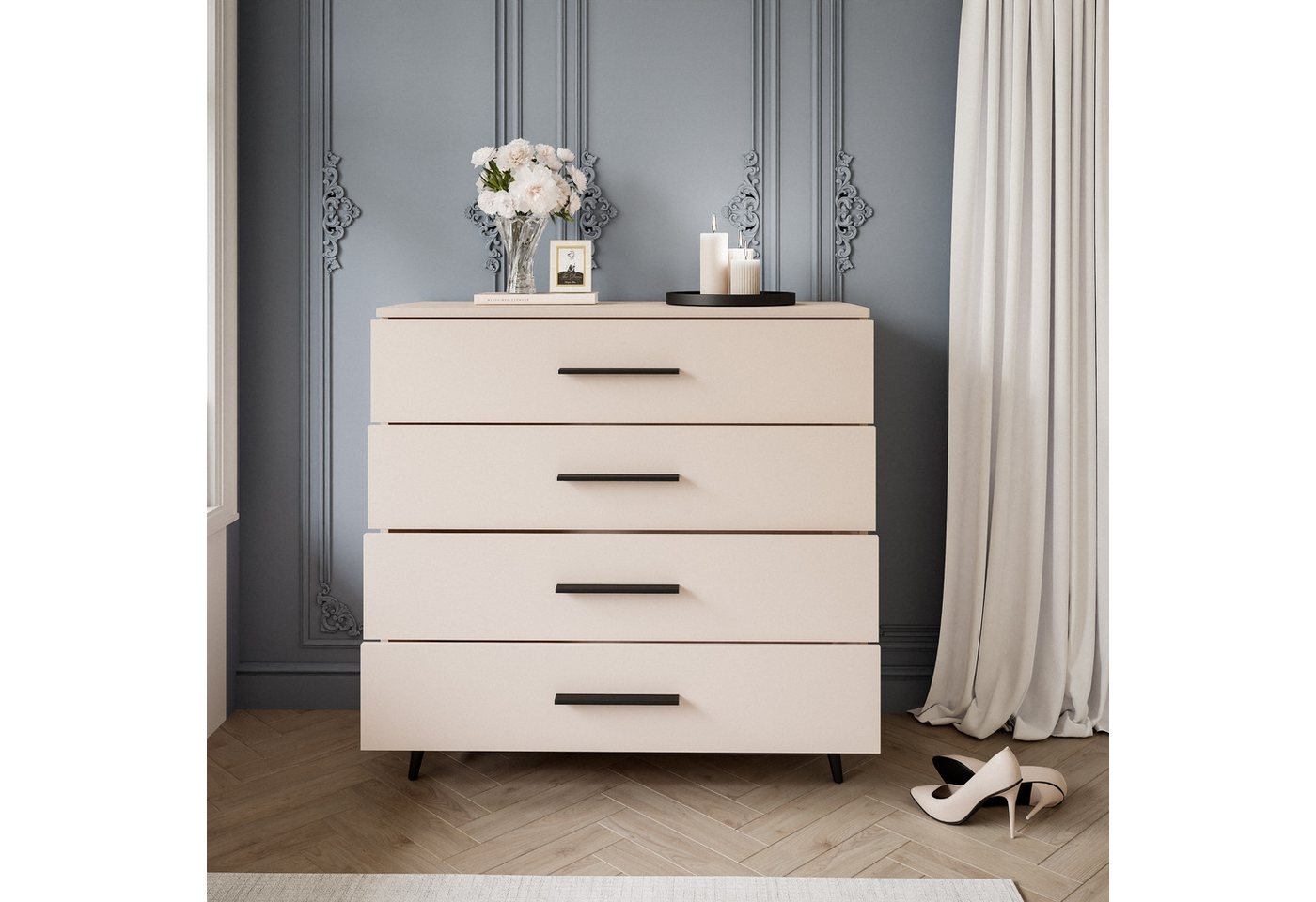 Lookway Kommode AURA KASCHMIR 4S mit Schubladen, 95x40x90 cm – Bild 4 von 5
