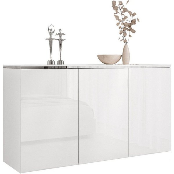 Lookway Kommode AURORA SILVER 3D mit Griffloses Öffnungssystem, 140x76/90/94,5x40 cm