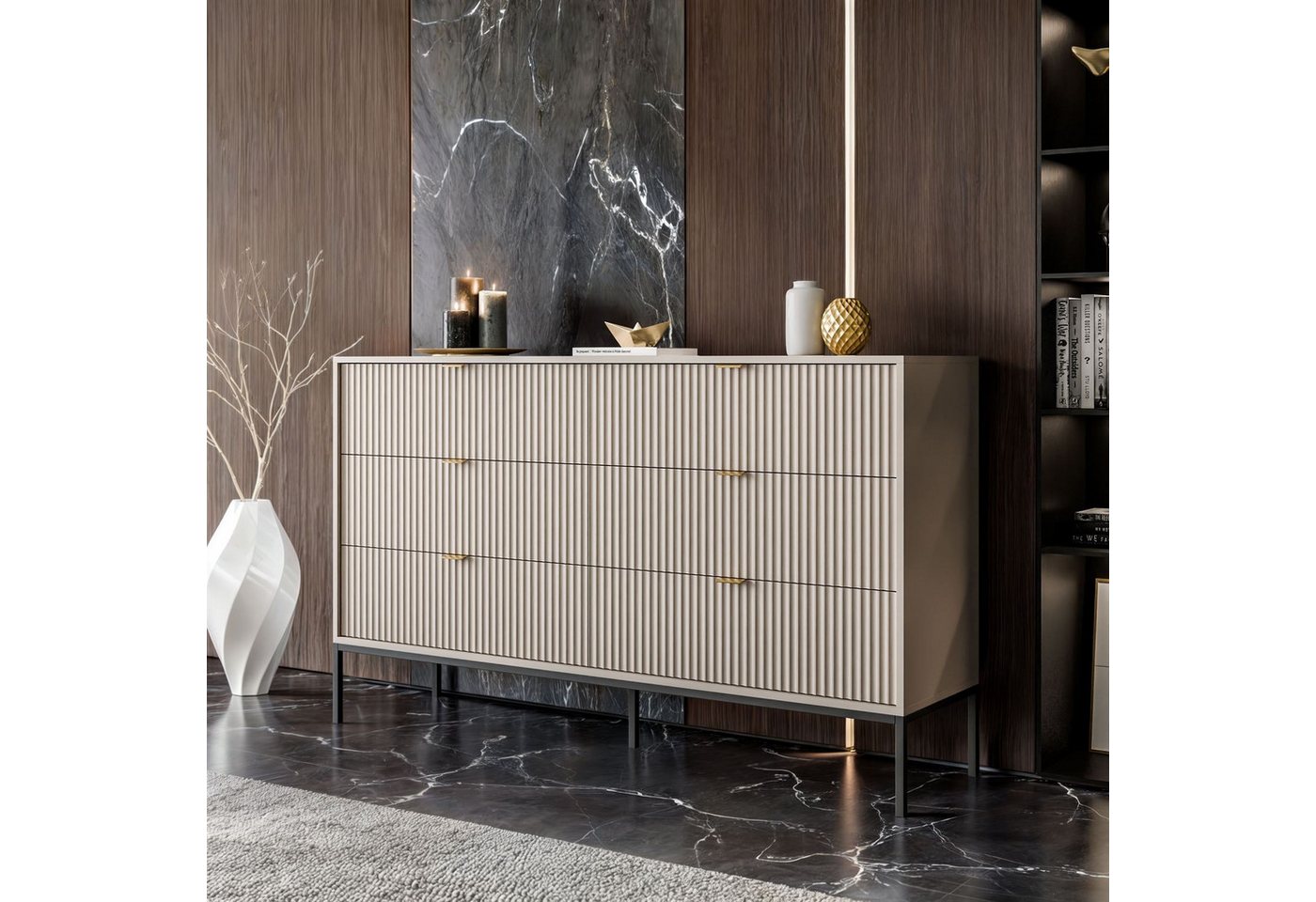 Lookway Kommode CORTADO KS154 mit Schubladen, 154x39x91 cm – Bild 3 von 5