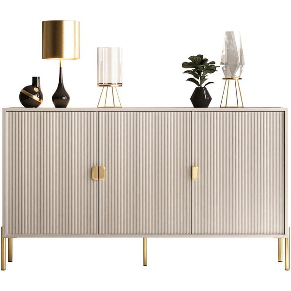 Lookway Kommode DALIA 3D Dreitürkommode mit Riffel-Front, 154x84x49 cm