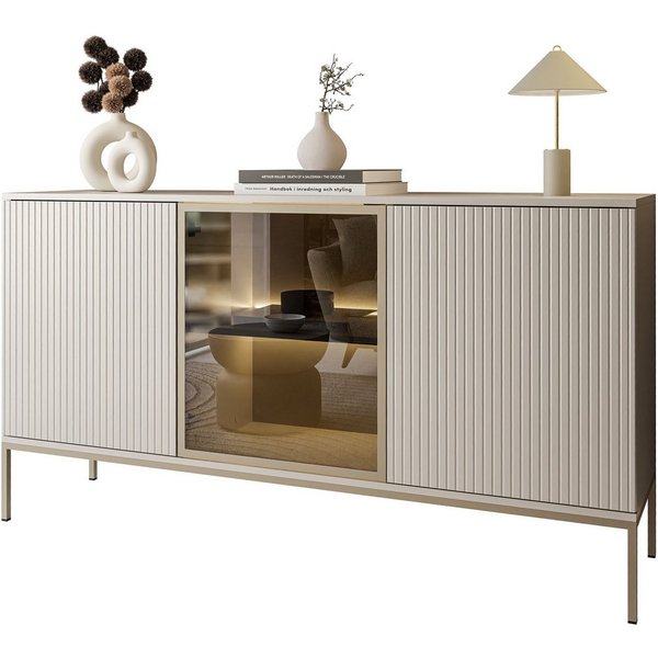 Lookway Kommode ECLIPSE K154 Kaschmir mit Beleuchtung, 154x39x83 cm