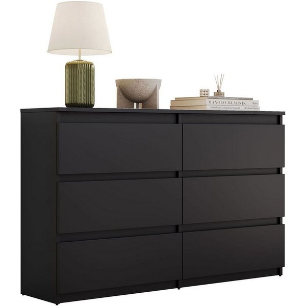 Lookway Kommode HANA M6– elegante Kommode mit geräumigen Schubladen, Breite: 120 cm und 140 cm, Höhe: 74,7 cm, Tiefe: 30 cm oder 40 cm