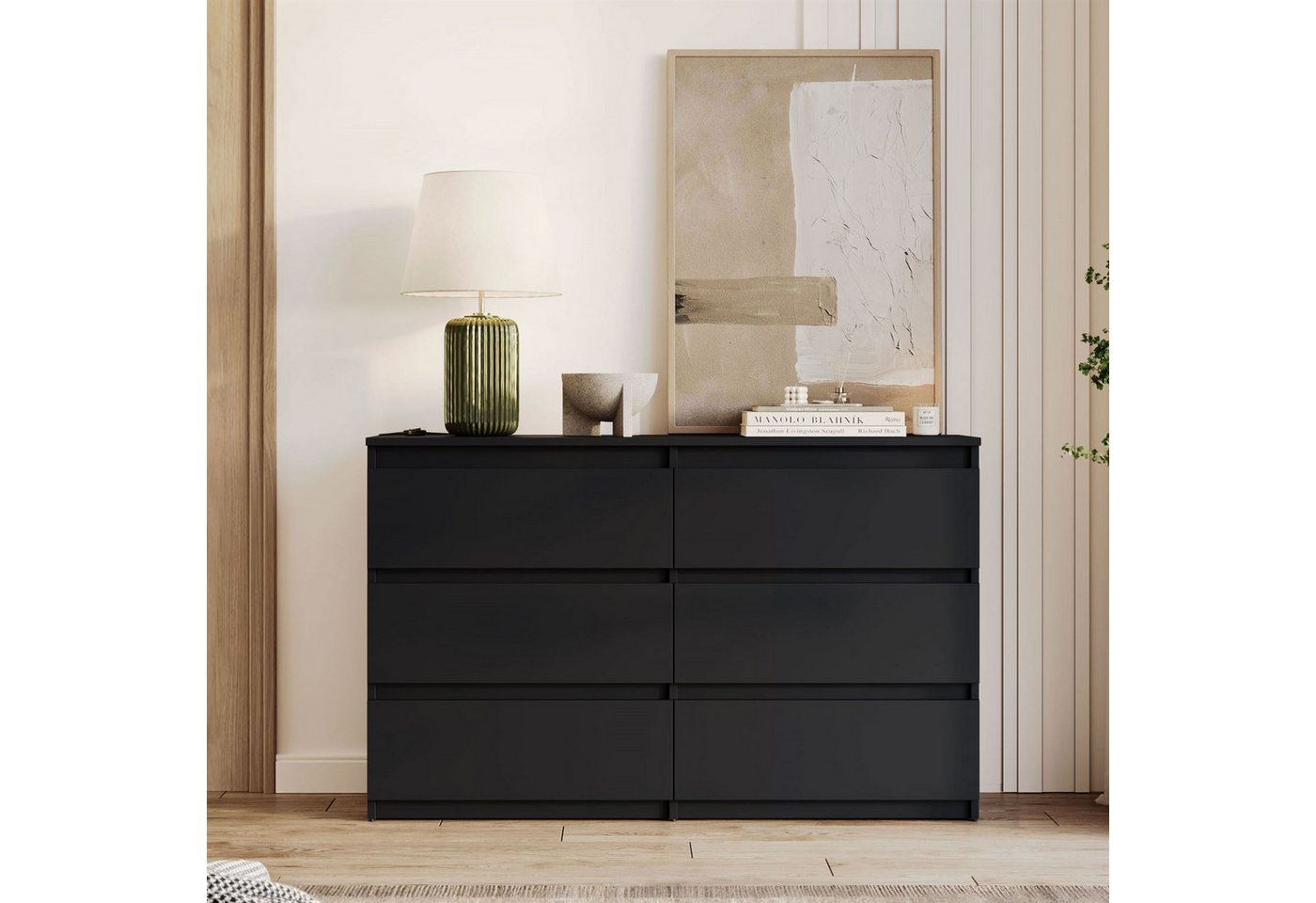 Lookway Kommode HANA M6– elegante Kommode mit geräumigen Schubladen, Breite: 120 cm und 140 cm, Höhe: 74,7 cm, Tiefe: 30 cm oder 40 cm – Bild 2 von 5
