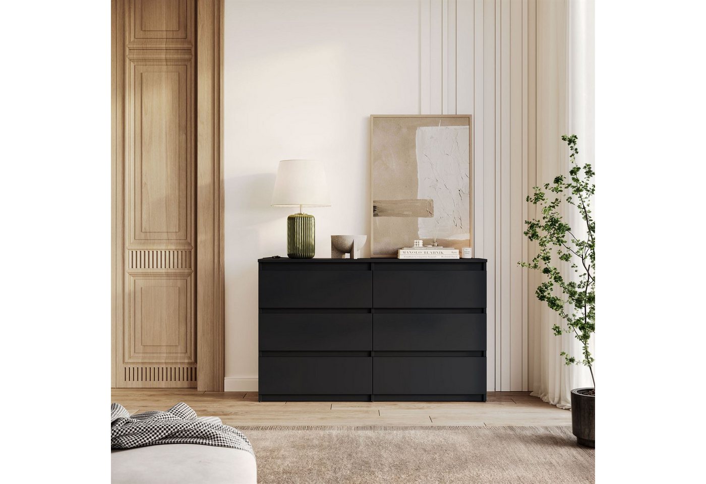 Lookway Kommode HANA M6– elegante Kommode mit geräumigen Schubladen, Breite: 120 cm und 140 cm, Höhe: 74,7 cm, Tiefe: 30 cm oder 40 cm – Bild 3 von 5