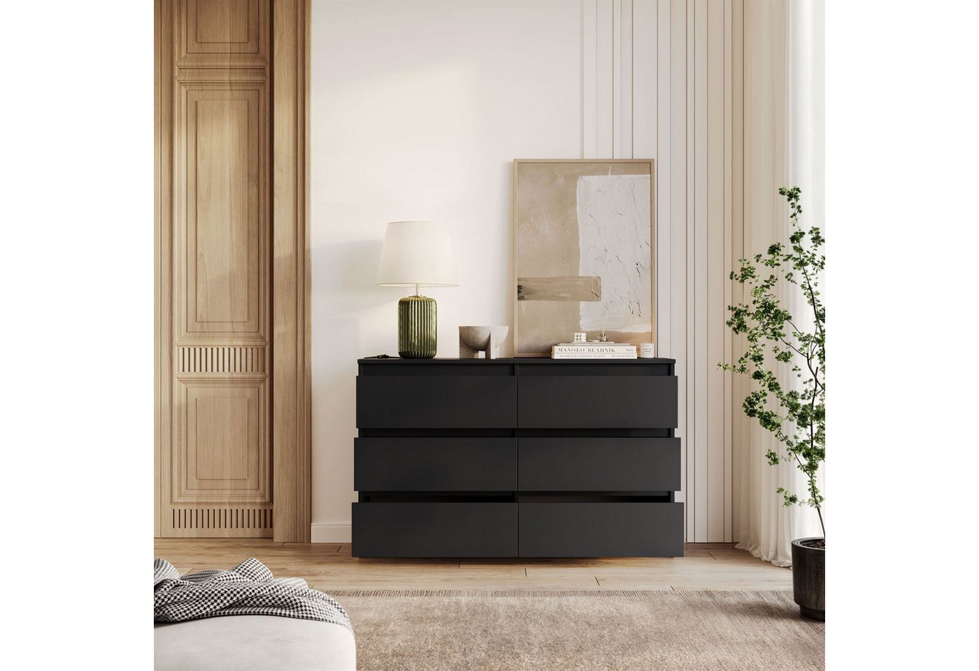 Lookway Kommode HANA M6– elegante Kommode mit geräumigen Schubladen, Breite: 120 cm und 140 cm, Höhe: 74,7 cm, Tiefe: 30 cm oder 40 cm – Bild 4 von 5