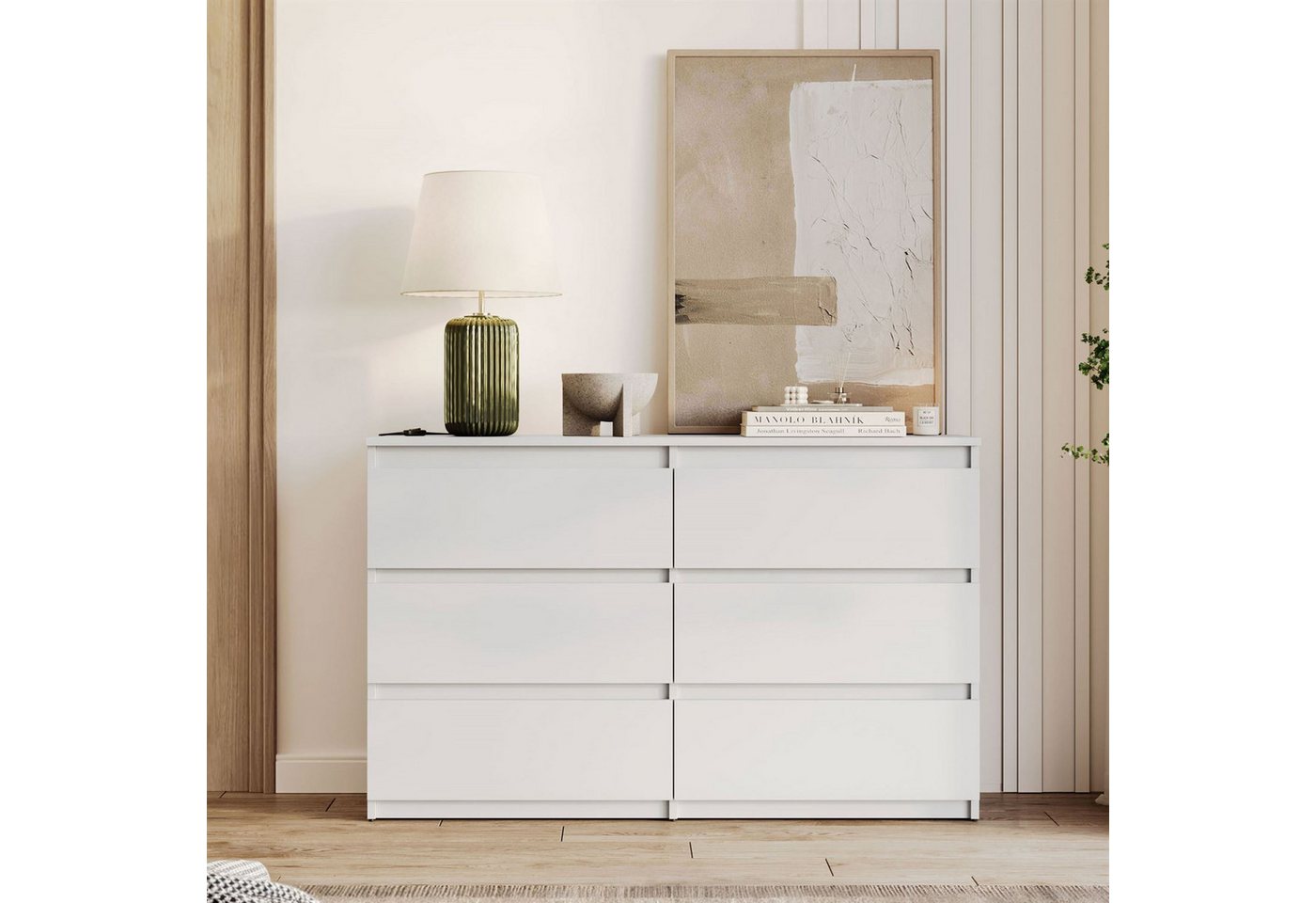 Lookway Kommode HANA M6– elegante Kommode mit geräumigen Schubladen, Breite: 120 cm und 140 cm, Höhe: 74,7 cm, Tiefe: 30 cm oder 40 cm – Bild 2 von 5