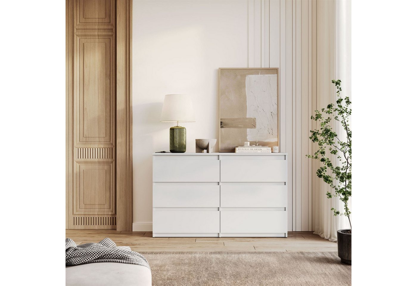 Lookway Kommode HANA M6– elegante Kommode mit geräumigen Schubladen, Breite: 120 cm und 140 cm, Höhe: 74,7 cm, Tiefe: 30 cm oder 40 cm – Bild 3 von 5