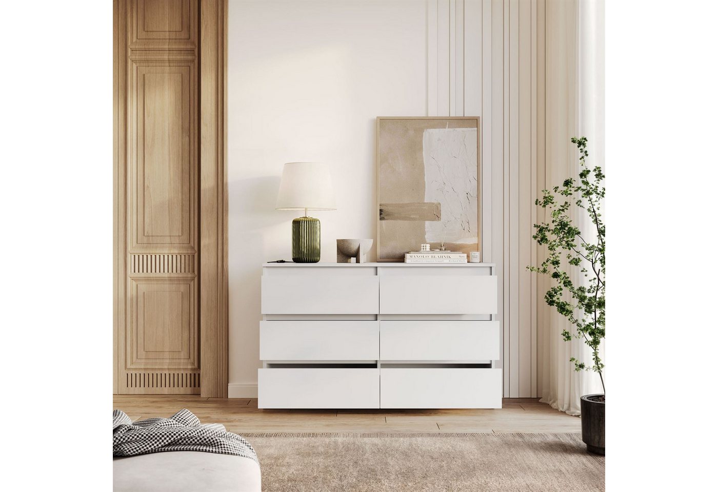 Lookway Kommode HANA M6– elegante Kommode mit geräumigen Schubladen, Breite: 120 cm und 140 cm, Höhe: 74,7 cm, Tiefe: 30 cm oder 40 cm – Bild 4 von 5