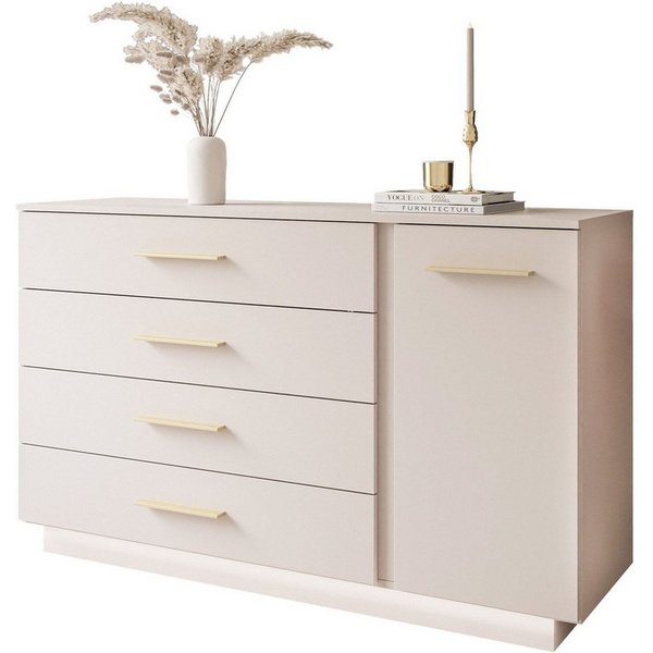Lookway Kommode LINA KASCHMIR II 1D4S mit LED Beleuchtung, 138x84x40 cm