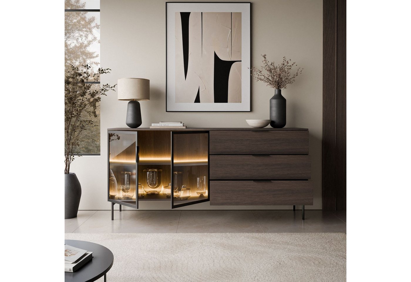 Lookway Kommode LINEA LOFT mit LED-Beleuchtung, 181x39x83 cm – Bild 3 von 5