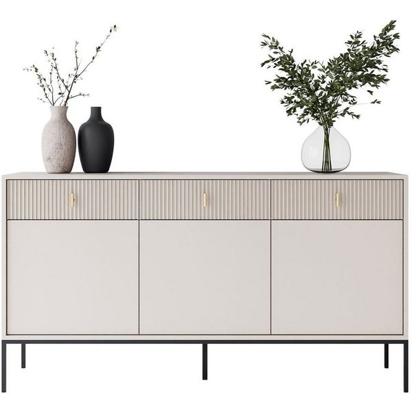 Lookway Kommode MIDNIGHT 3D3S mit drei Schubladen auf Gestell, 154,5x39x82,5