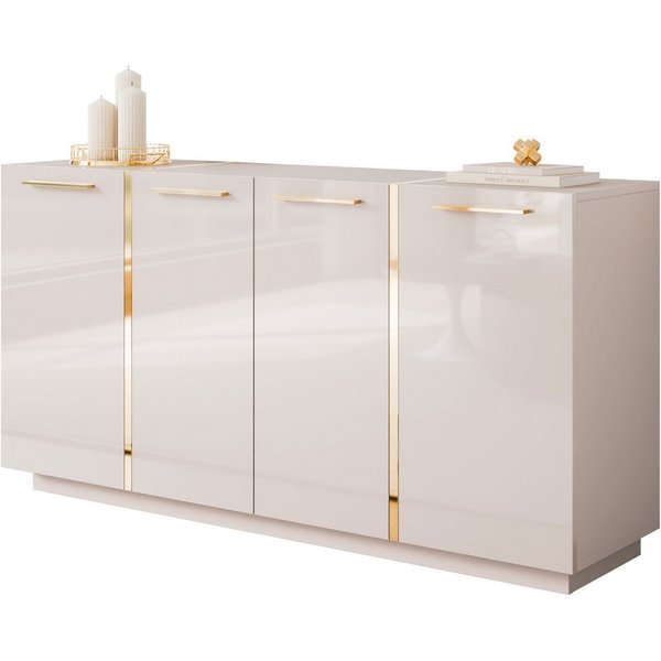 Lookway Kommode ONYX 4D Kaschmir Hochglanz 158 cm, 158x41x81 cm