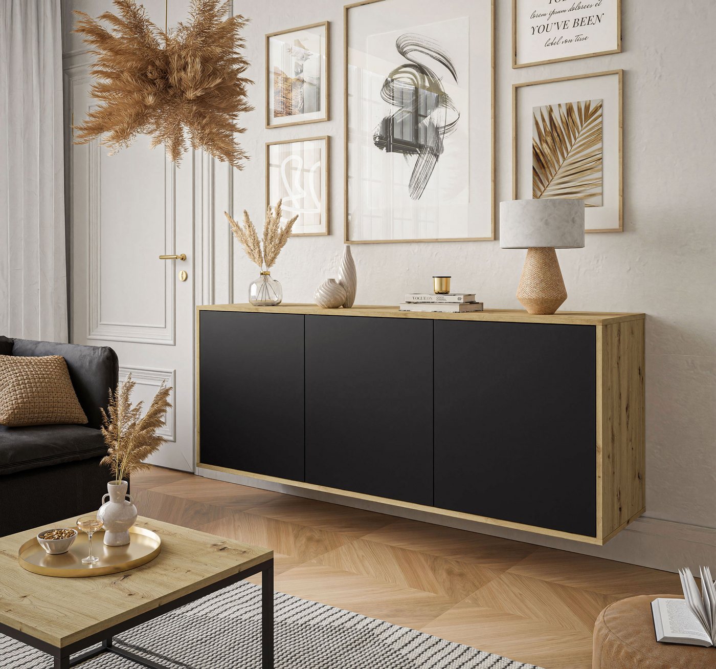 Lookway Kommode SANAYI Hängekommode Artisan Eiche, 154x40x60 cm – Bild 2 von 5
