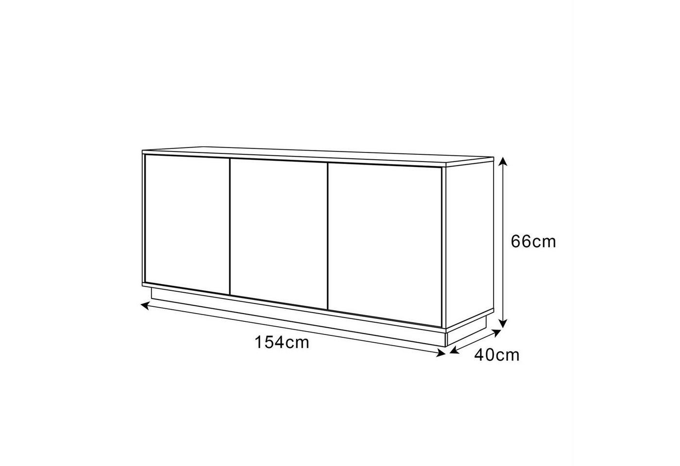 Lookway Kommode SANAYI Weiß hochglanz, Breite: 154 cm – Bild 5 von 5