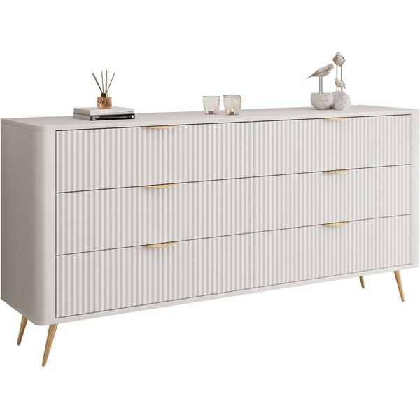 Lookway Kommode SCARLETT 6S mit Schubladen und Metallgriffe, Breite: 163 cm, Höhe: 81 cm, Tiefe: 38 cm