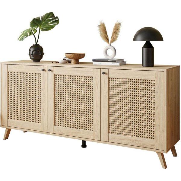 Lookway Kommode VIENNA 3D mit Wiener Geflechtimitation und drei Türen, 154x72/79x40 cm