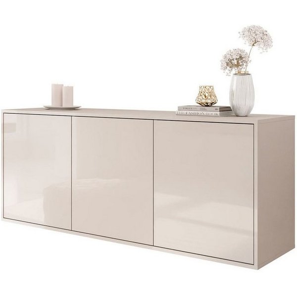 Lookway Kommode wandhängend SANAYI Kaschmir mit Hochglanzfronten, 154x40x60 cm