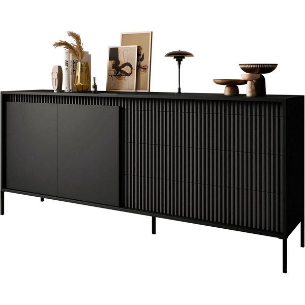 Lookway Kommode YASUMI 2D3S Sideboard mit 2 Türen und 3 Schubladen, 187,1x39,5x81,4 cm