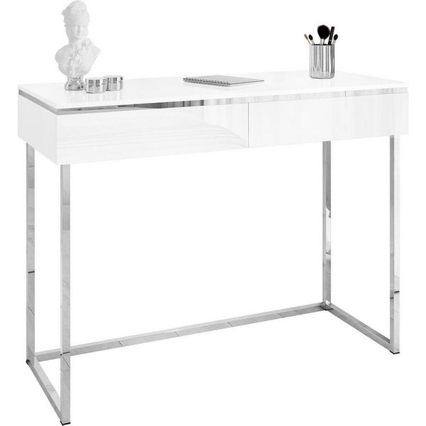 Lookway Konsolentisch AURORA SILVER auf silbernem Gestell (1x Konsole), 102x43,6x78,5 cm