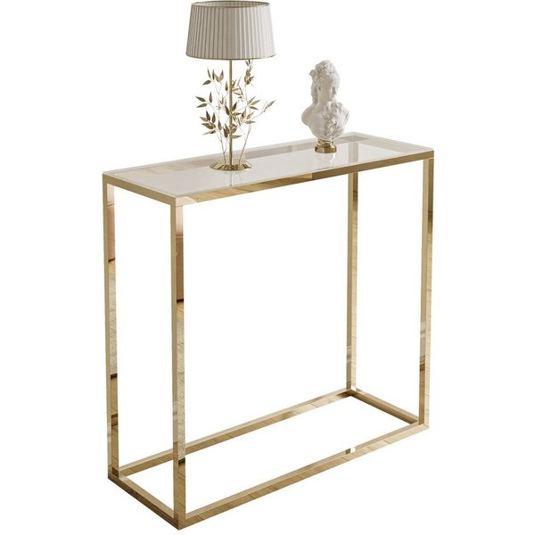 Lookway Konsolentisch MODERN GLASS mit goldfarbenem, verchromtem Gestell (1x Konsole), Breite 80/100 cm, Höhe: 79 cm, Tiefe: 30 cm