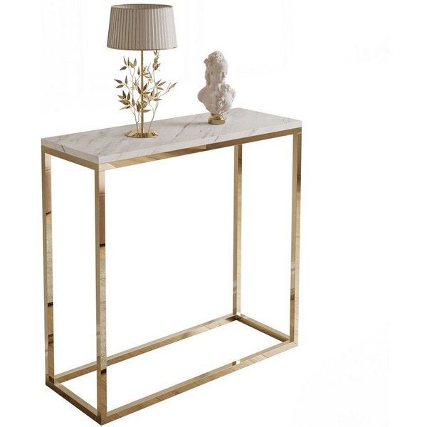 Lookway Konsolentisch MODERN LEVANTO mit goldfarbenem, verchromtem Gestell (1x Konsole), Breite 80/100 cm, Höhe: 80 cm, Tiefe: 30 cm