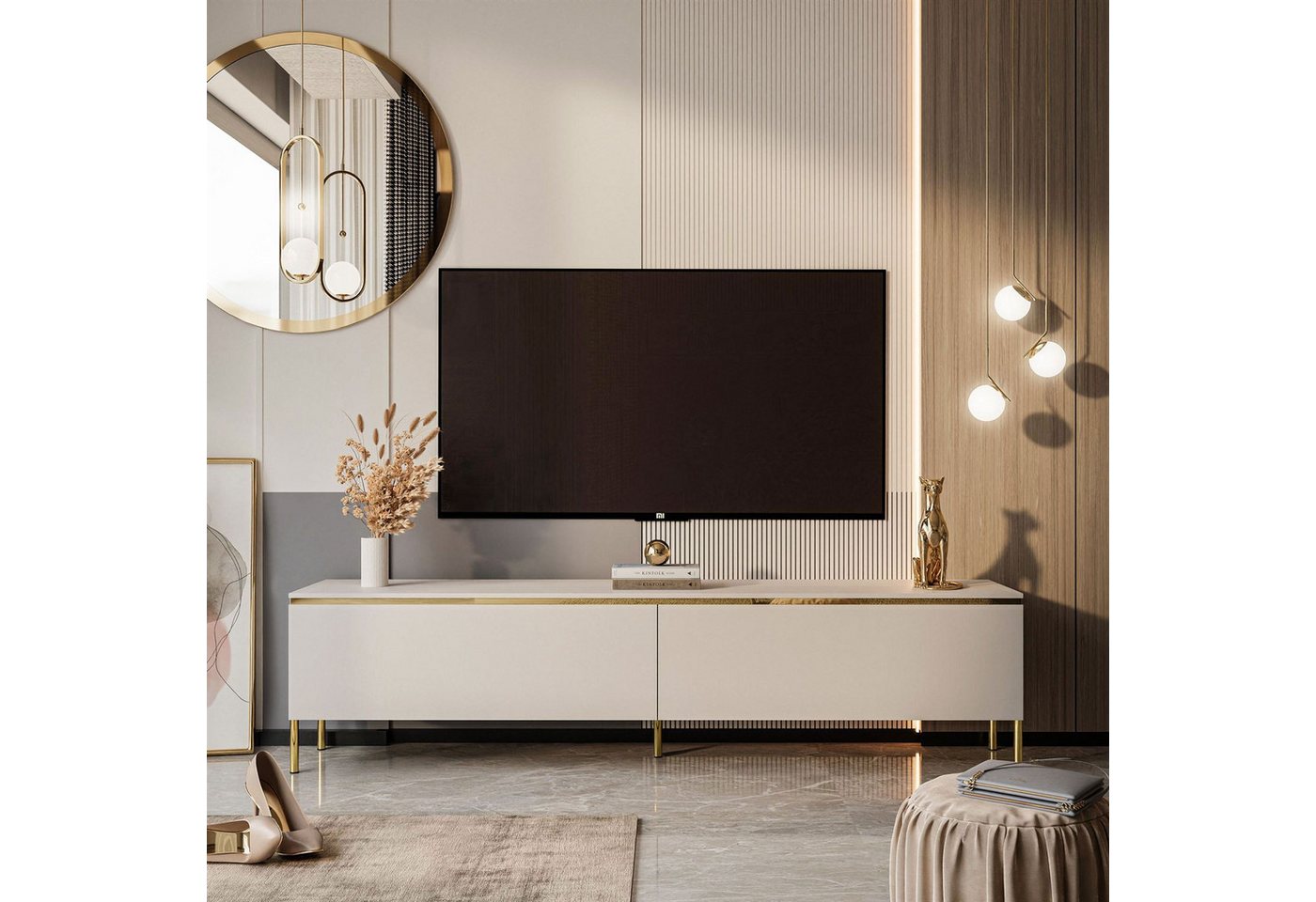 Lookway Lowboard AURORA Kaschmir Hängende TV-Schrank oder auf Beinen 180 cm, 180x32/45/46x40 – Bild 4 von 5
